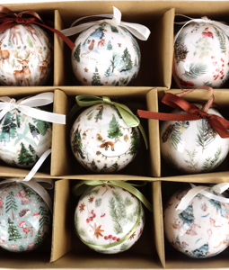 9539 XMAS BALLS WOODLAND CHRISTMAS S/9